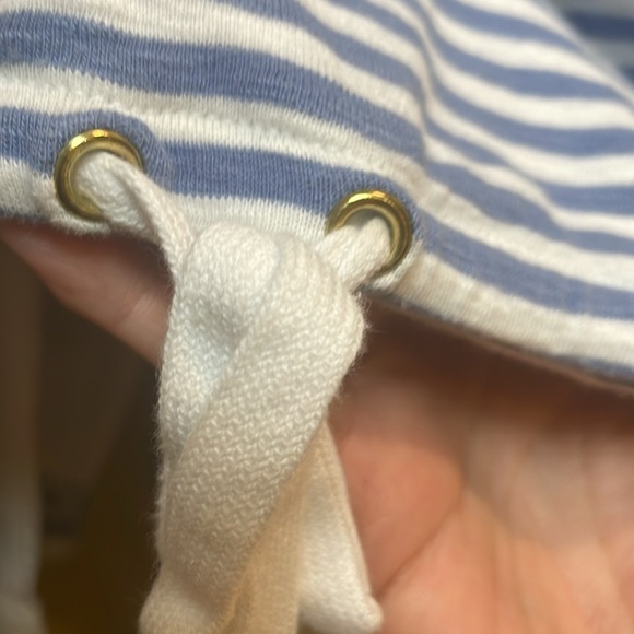 Jones New York Blue Stripe Long Sleeve Drawstring Waist Crewneck Top Tee Sz M - Picture 13 of 14